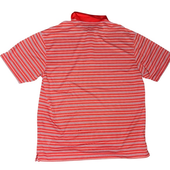 Nike Golf Fit Dry Golf Short Polo Orange Striped Shirt - Picture 3 of 7